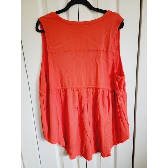 Torrid 1 Top‎ Womens Orange V-Neck Tank Sleeveless Blouse Pullover Solid Woven - Picture 2 of 6
